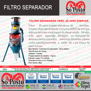 FILTRO SEPARADOR MOD: TERC - JD 2000 SIMPLES