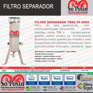 FILTRO SEPARADOR MOD: TERC - FP  800