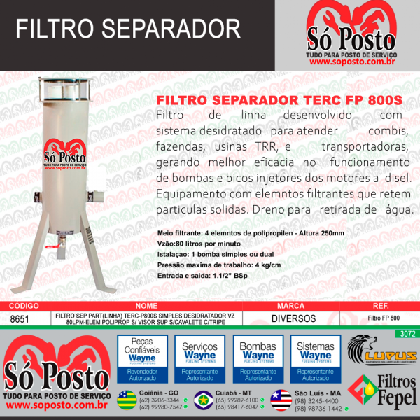 FILTRO SEPARADOR MOD: TERC - FP  800
