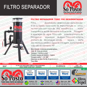 FILTRO SEPARADOR MOD: TERC -  1000 - DESIDRATADOR