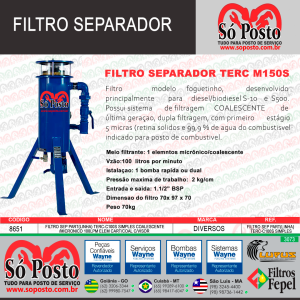 FILTRO SEPARADOR MOD: TERC -  1000 - COALESCENTE