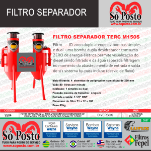 FILTRO SEPARADOR MOD: TERC -  M150S