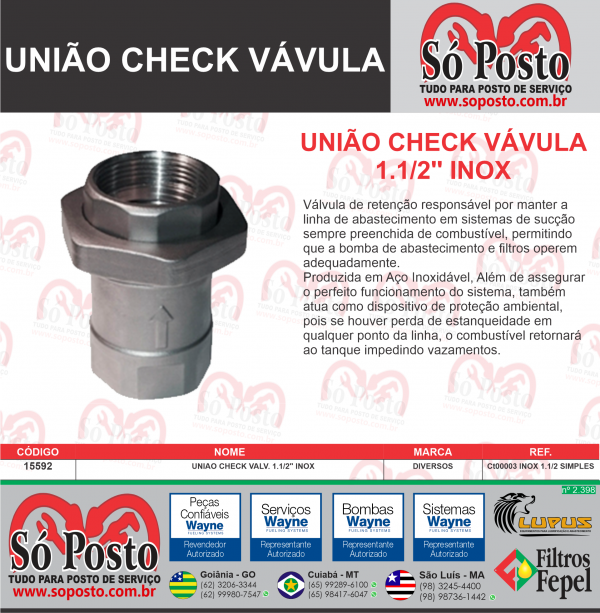 UNIAO CHECK VALV 1.1/2'' INOX