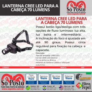 LANTERNA CREE LED PARA A CABEÇA 70 LUMNES