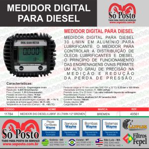 MEDIDOR DIG DIESEL/LUBRIF 35 LT/MIN 1/2"-BREMEN