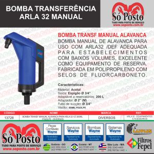 BOMBA TRANSF MANUAL ALAVANCA PARA ARLA 32 VZ 300ML P/GOLPE - DIVERSOS