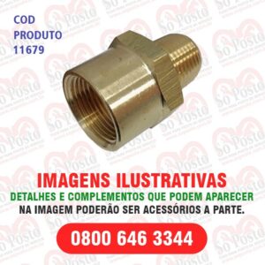 ADAPTADOR LATÃO FEMEA 1/2"BSP X M 1/4" NPT P/SIST RET DE GASES - DIVERSOS