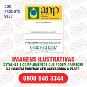 ADESIVO PISTA VINIL FILME PVC 0,8 INFORMAÇÕES CNPJ+LOCALIZ+0800 ANP 15CM X 20CM - ANP