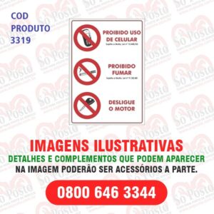 ADESIVO AVISO PROIBIDO USO DE CELULAR PROIBIDO FUMAR (DESLIGUE O MOTOR)