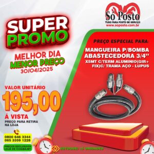 MANGUEIRA BOMBA ABAST 3/4"X5MT C/TERM ALUMINIO (1FIX+1GIR) C/TRAMA AÇO - LUPUS