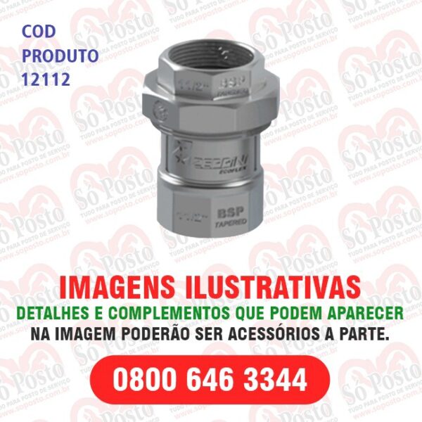 UNIAO CHECK VALV SIMPLES 1.1/2'' x 1.1/2'' BOMBA - INOX - ZEPPINI