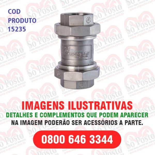 UNIAO CHECK VALV DUPLA UNIÃO 1.1/2'' x 1.1/2'' BOMBA INOX -  ZEPPINI