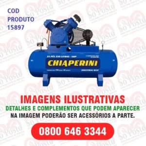 COMPRESSOR DE AR ALTA PRESSAO LINHA BLUE(AZUL) 20PCM-PSI 250 LITROS APV C/MOTOR TRIFASICO SHP - CHIAPERINI