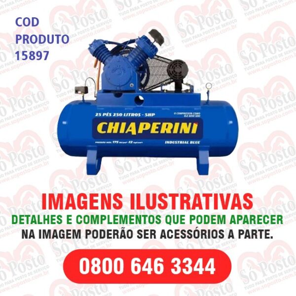 COMPRESSOR DE AR ALTA PRESSAO LINHA BLUE(AZUL) 20PCM-PSI 250 LITROS APV C/MOTOR TRIFASICO SHP - CHIAPERINI