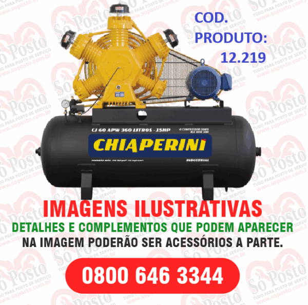 COMPRESSOR DE AR ALTA PRESSÃO 60PCM X 360LT RESERVAT MOTOR TRIF 15 HP
