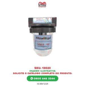 FILTRO SEP PART(LINHA) SIMPLES AGILE-100-I VISOR TRANSP - 80LPM-ELEM TELA INOX
