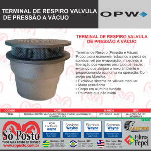 TERMINAL RESPIRO VALVULA DE PRESSAO E VACUO (NACIONAL) - OPW
