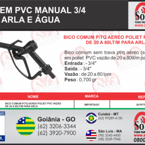 BICO ABAST COMUM 3/4 X 50 LPM P/TQ AEREO POLIET PVC VAZÃO DE 20 A 80LT/M PARA ARLA