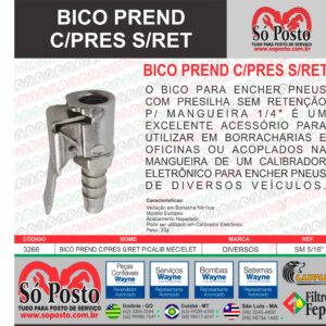 BICO PREND C/PRESILHA S/RET P/CALIB MECANICO/ELETRONICO