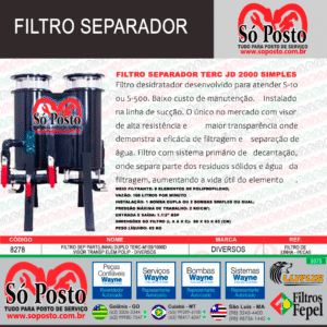 FILTRO SEPARADOR MOD: TERC - FM 100 - DUPLO DESIDRATADOR