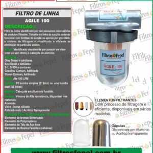 FILTRO SEP PART(LINHA) SIMPLES AGILE-100/B VISOR TRANSP - 80LPM-ELEM BRONZE SINTERIZADO