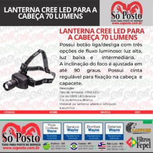 LANTERNA CREE LED PARA A CABEÇA 70 LUMNES