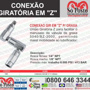 CONEXAO GIRATORIA EM "Z" P/ GRAXA 1/4"