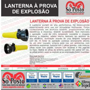 LANTERNA SEGURANÇA A PVA EXPLOSÃO 2 PILHAS COR AMARELO C/ PRETO