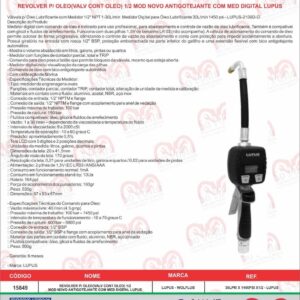REVOLVER P/ OLEO(VALV CONT OLEO) 1/2"x25LPM MOD NOVO ANTIGOTEJANTE COM MED DIGITAL 2100S-DLUPUS