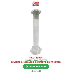 PROVETA GRADUADA VIDRO 100ML GRADUADA C/BASE E TAMPA DE VIDRO ESMERILHADA CONF PORT INMETRO 528/2014