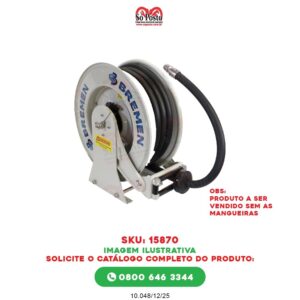 CARRETEL RETRATIL (AUTOM) SIMPLES P/MANG 1" COMBUSTIVEL CAPAC P/ ATE 15 MTS MANG - S/MANG S/ACESSORIOS - BREMEN
